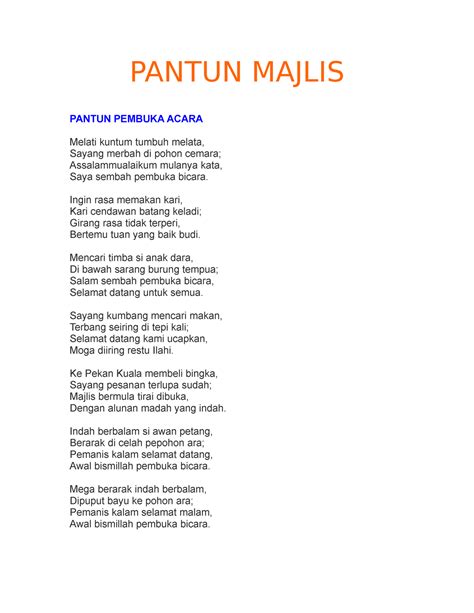 pantun pembuka majlis - DamiontaroJoseph