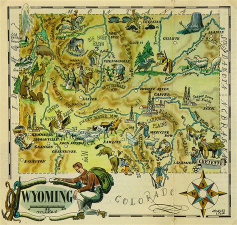 Wyoming Pictorial Map, 1946