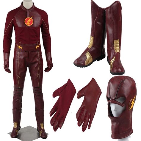 2016 The Flash Cosplay Costume With Boots Men'S Costume Barry Allen Superhero Costume Halloween ...