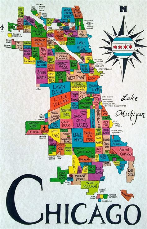 Chicago neighborhoods map | Etsy