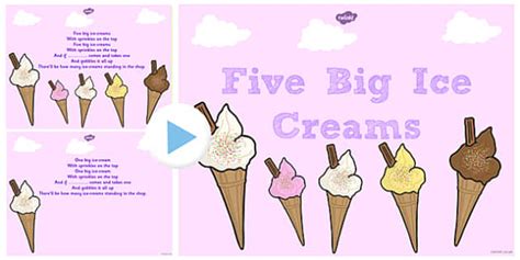 Five Big Ice Creams Counting Song PowerPoint (teacher made)