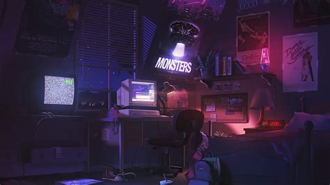 Art Room Anime Monsters Space Night, Aesthetic Anime Room, HD wallpaper ...