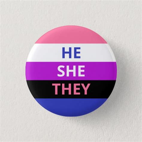 He/She/They Pronouns Genderfluid Flag Badge Button | Zazzle.com