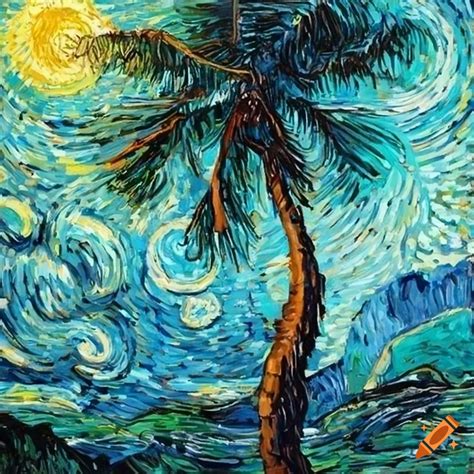 Coconut tree painting in van gogh style on Craiyon