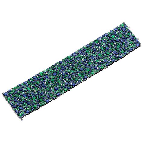 Tsavorite Sapphire Diamond Bracelet at 1stDibs