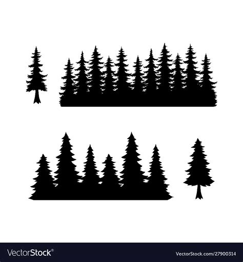 Trees silhouette forest Royalty Free Vector Image