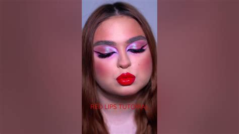 Glossy red lips makeup tutorial for beginners😘💋 #redlipstick #redlip #lipsmakeup #makeuplipstick ...