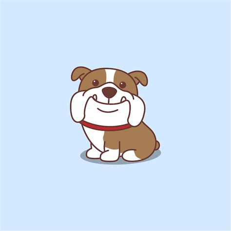 Premium Vector | Cute english bulldog sitting cartoon icon