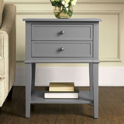 Alcott Hill Grey 2 Drawer End Table & Reviews | Wayfair