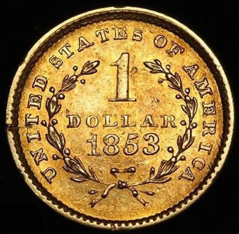 1853 $1 One Dollar Liberty Head Gold Coin (High Grade Condition ...