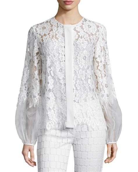 Lyst - Alexis Sue Long-sleeve Lace Blouse in White