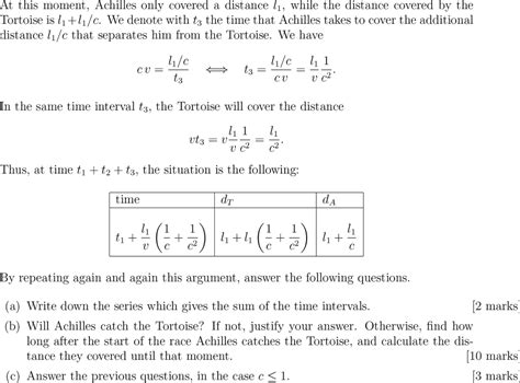 Solved 3.4: Zeno's paradox of the Tortoise and Achilles. The | Chegg.com