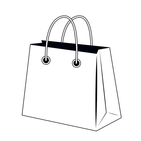 Black and white line bag made of paper, ecology protection from plastic. Vector illustration ...