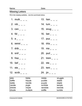 Consonant-le Syllable by Bookworm Activities by Sandy Reid | TpT