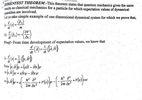 SOLUTION: State and prove Ehrenfest Theorem - Studypool