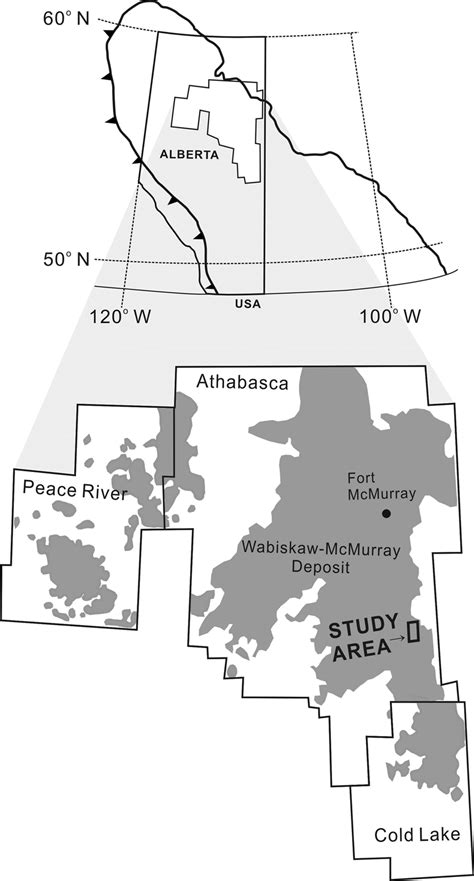 Study area and major oil-sands areas (Athabasca, Peace River, and Cold ...