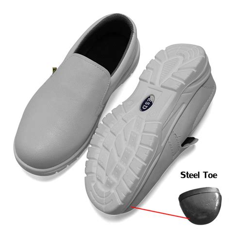 Cleanroom ESD Antistatic White Steel Toe Breathable Safety Shoe ESD ...