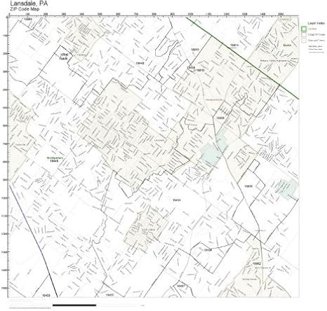 Amazon.com: ZIP Code Wall Map of Lansdale, PA ZIP Code Map Laminated : Office Products