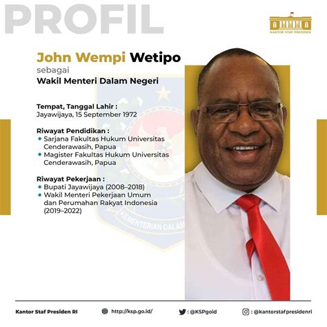 Putra Terbaik Papua, John Wempi Wetipo Resmi Sebagai Wakil Menteri ...