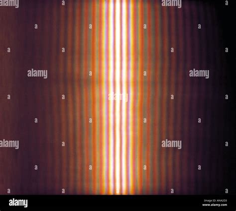 Young's double slit diffraction pattern using a white light source Stock Photo - Alamy