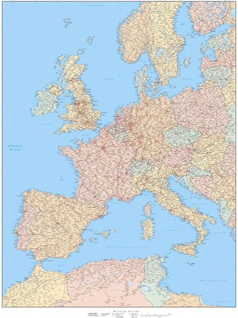 Western Europe map in Adobe Illustrator vector format