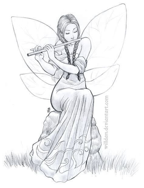 Flutist Fairy by WillDan.deviantart.com on @deviantART Fairy Drawings, Music Drawings, Pencil ...