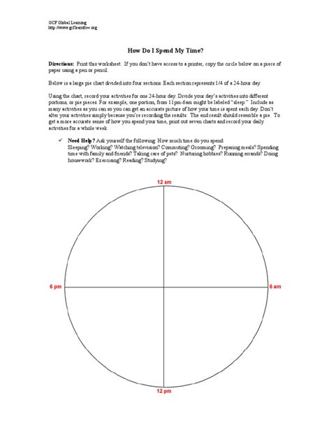 How Do I Spend My Time - Worksheet PDF | PDF