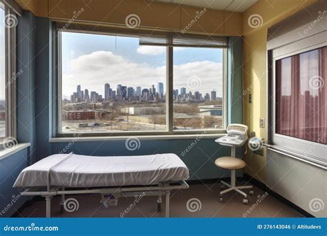 Hospital Room, with View of the Cityscape and Skyline through the ...