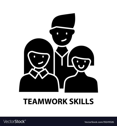 Teamwork skills icon black sign Royalty Free Vector Image