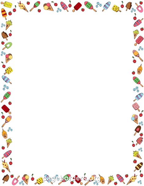 Ice Cream Border: Clip Art, Page Border, and Vector Graphics