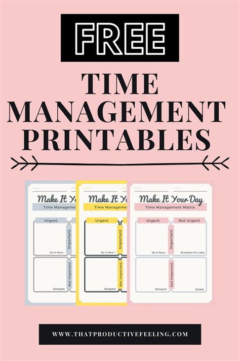 FREE time management printables | Time management printable, Time ...