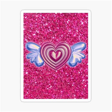 "Y2K Hyperpop Princess Pink Glitter Heart Angel Jelly Graphic" Sticker ...