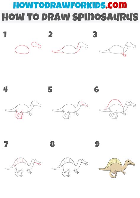 How to Draw Spinosaurus - Easy Drawing Tutorial For Kids