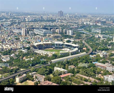 An aerial view of Chennai city showing M A Chidambaram cricket stadium Stock Photo - Alamy