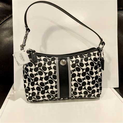 Coach Black And White Signature Logo With Black And G… - Gem