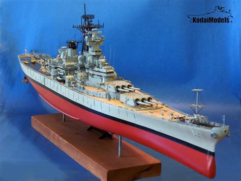 1:350 USS New Jersey BB-62 Model Battleship Wooden Deck w/ Anchor Chain Military ...