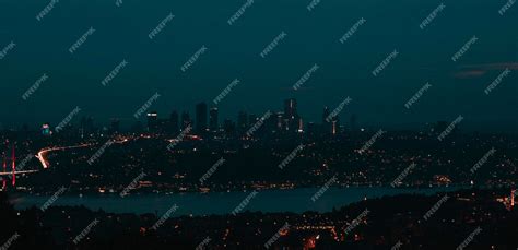 Premium Photo | Night city. skyline of downtown istanbul