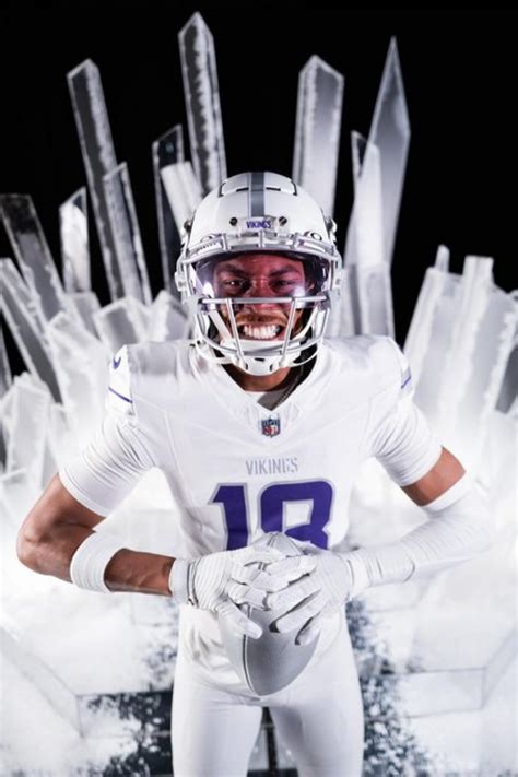 The Vikings’ new all-white, Winter Warrior alternate uniforms: