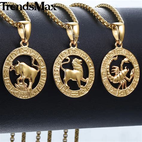 Aliexpress.com : Buy Men's Women's 12 Horoscope Zodiac Sign Gold Pendant Necklace Aries Leo ...