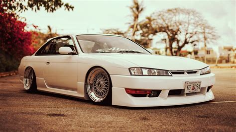 Picture Nissan Silvia S14 stance White automobile 3840x2160