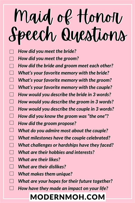 20 Questions to Help you Write Your Maid of Honor Speech | Modern MOH