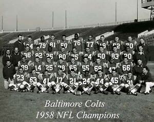 Baltimore Colts - 1958 NFL Champs 8x10 B&W Team Photo | eBay