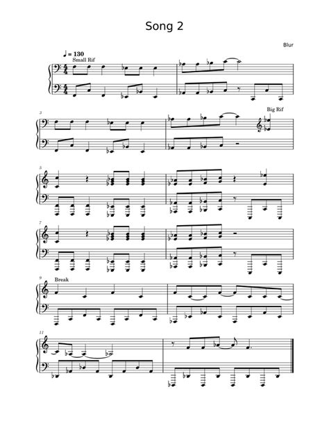 Song 2 – Blur Song 2 (piano accomp) Sheet music for Piano (Solo) | Musescore.com