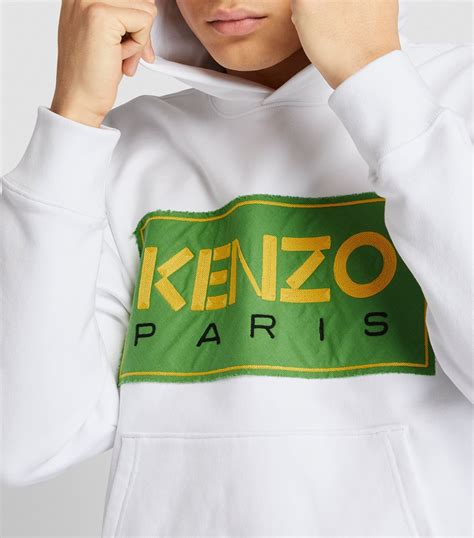 Mens Kenzo white Logo Hoodie | Harrods UK