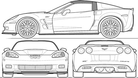 Chevrolet Corvette C6 ZR1 Blueprint - Download free blueprint for 3D modeling