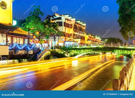 Nanjing Confucius Temple Night View Stock Image - Image of historical ...