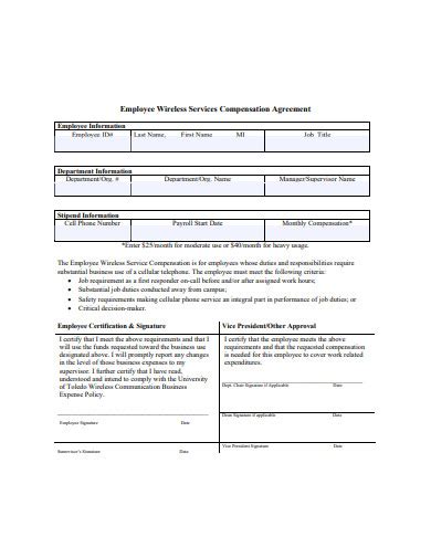 Compensation Agreement - 11+ Examples, Format, Pdf