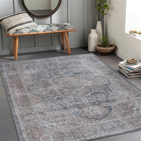 Adiva Rugs Machine Washable Area Rug with Non Slip Backing for Living Room, Bedroom, Bathroom ...