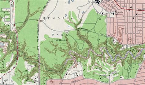 1955 Topographic Map of Buffalo Bayou in the project area. | Save Buffalo Bayou