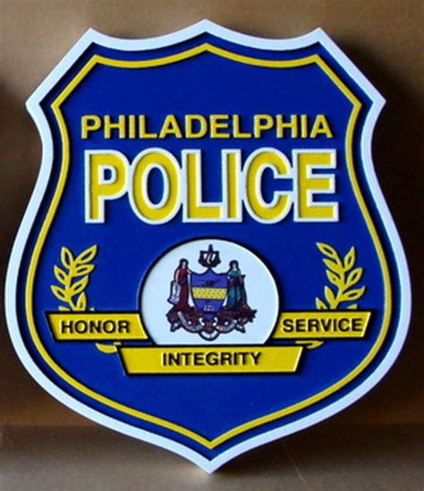 Carved 3-D wall plaque of the shoulder patch of the Philadelphia Police ...